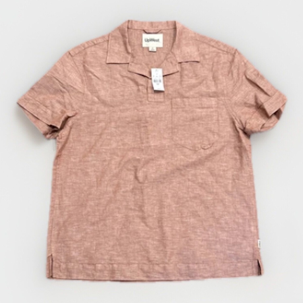 UpWest Polo Shirt Mens Small Linen Blend Short Sleeve Red